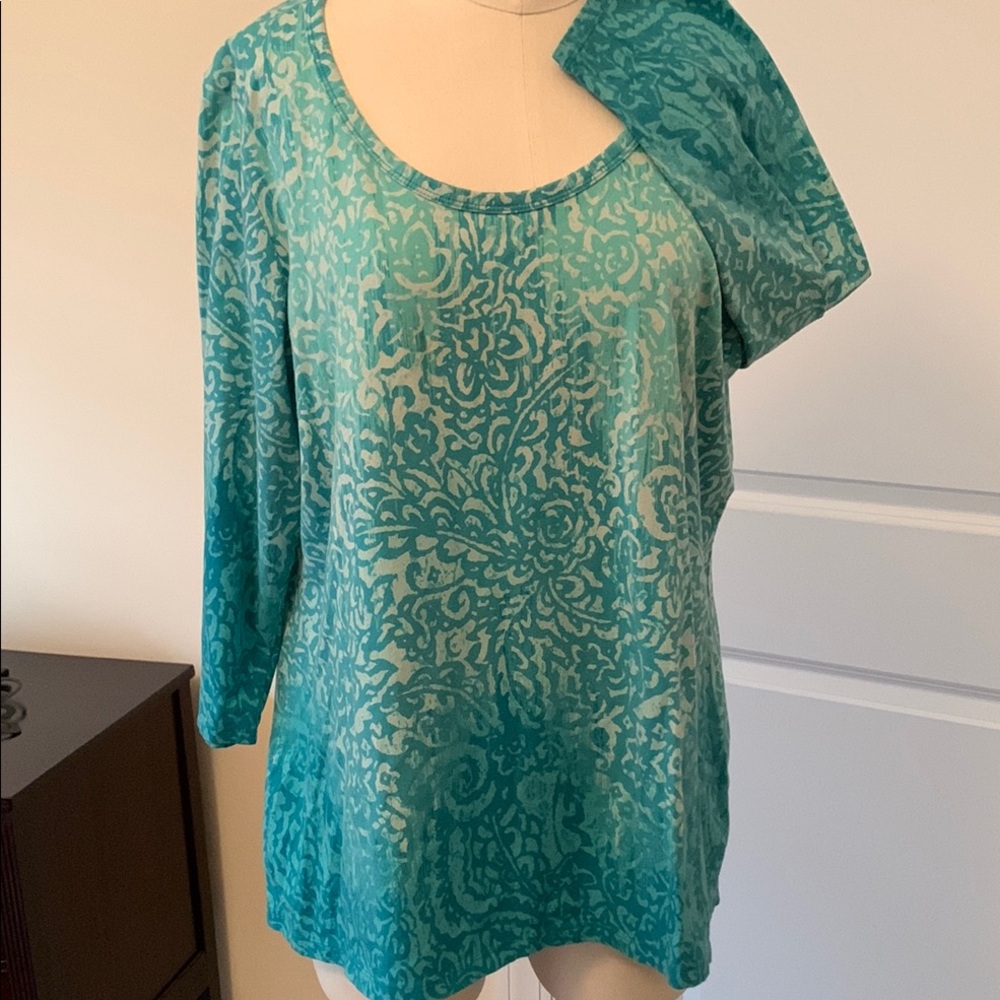 Teal Patterned Women's Top